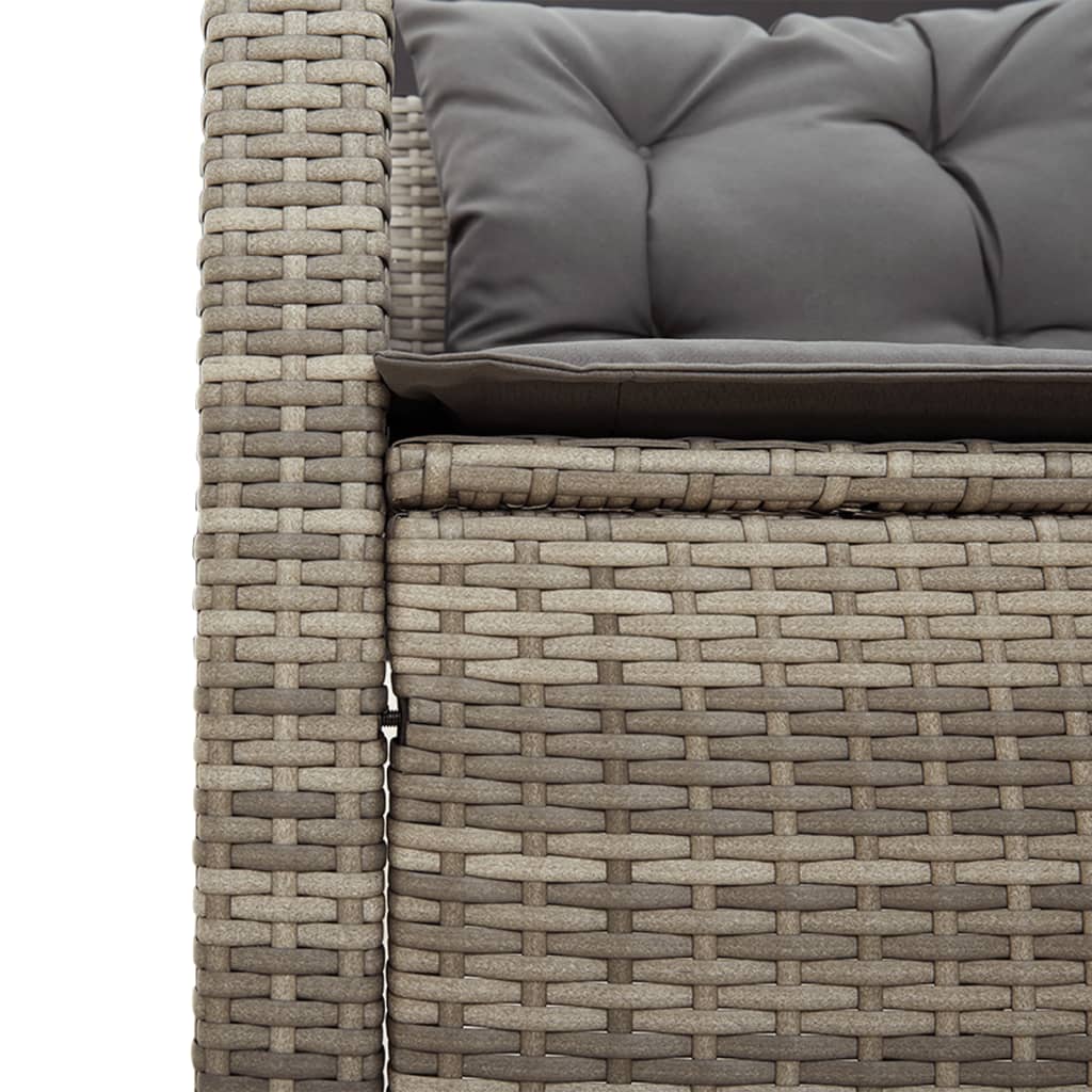 Garden Sofa with Table and Cushions L-Shaped Grey Poly Rattan