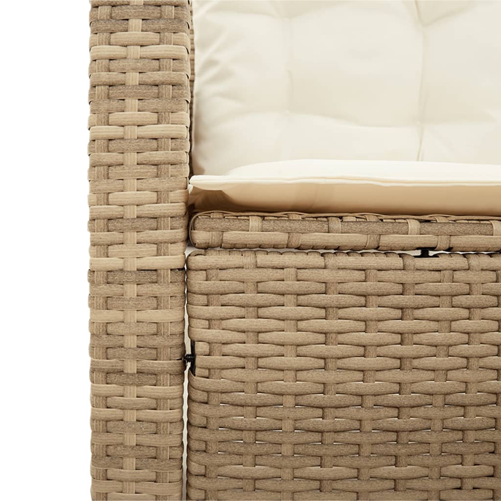 Garden Sofa with Table and Cushions L-Shaped Beige Poly Rattan