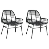 Garden Chairs 2 pcs Black Poly Rattan