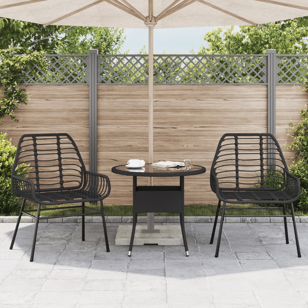 Garden Chairs 2 pcs Black Poly Rattan