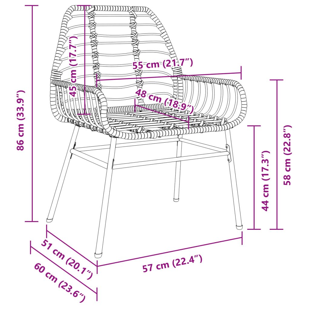 Garden Chairs 2 pcs Black Poly Rattan