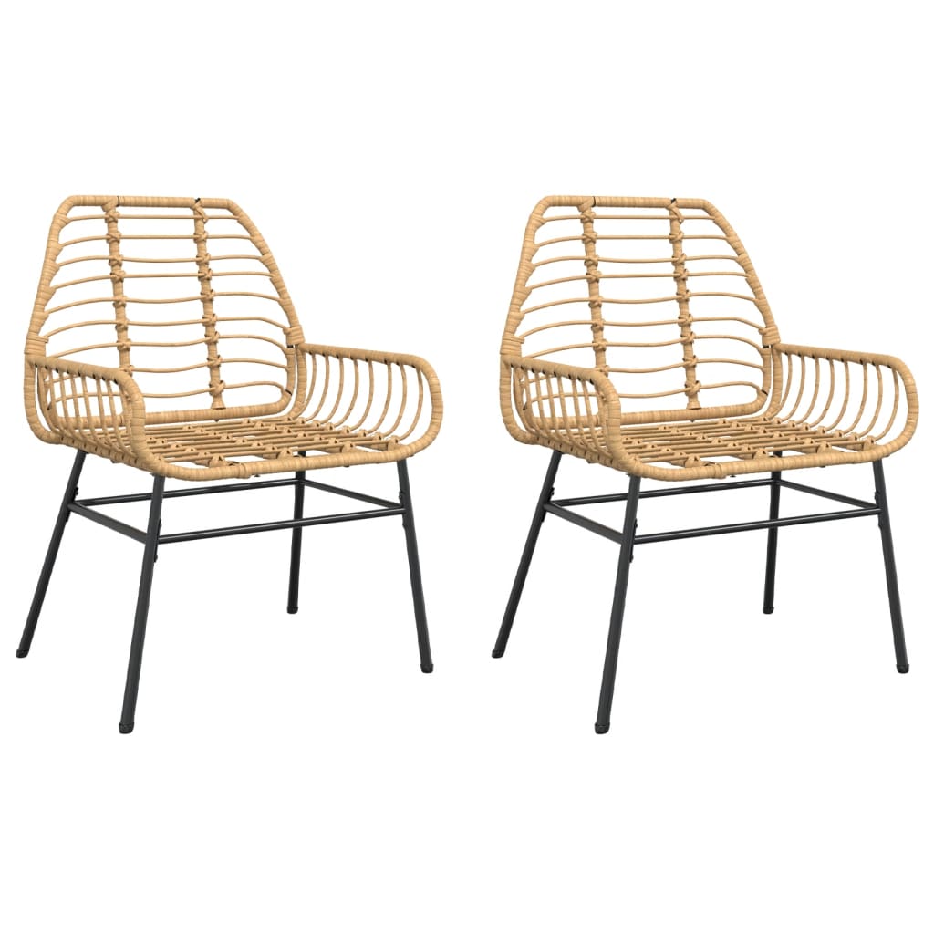 Garden Chairs 2 pcs Brown Poly Rattan