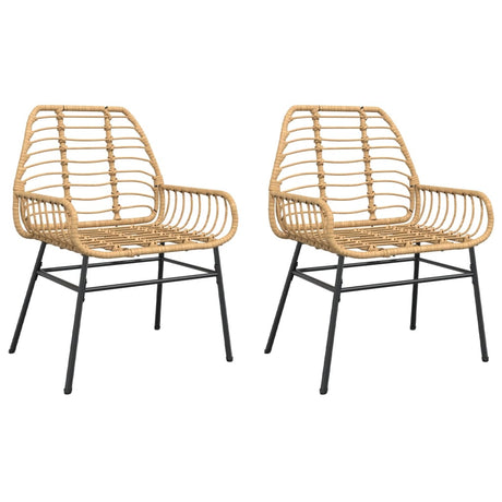 Garden Chairs 2 pcs Brown Poly Rattan