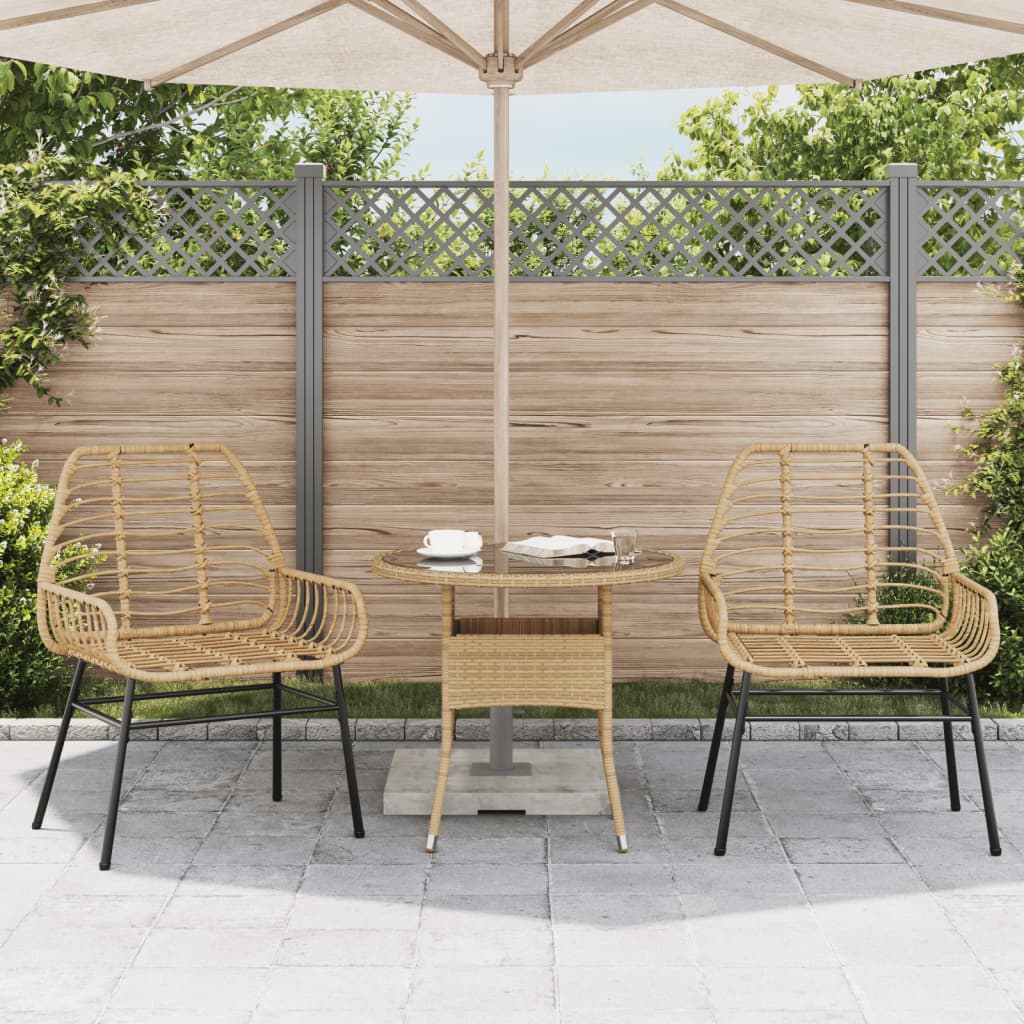 Garden Chairs 2 pcs Brown Poly Rattan