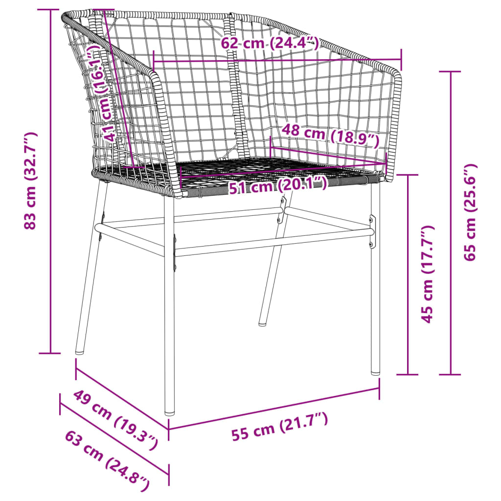 Garden Chairs 2 pcs Black Poly Rattan