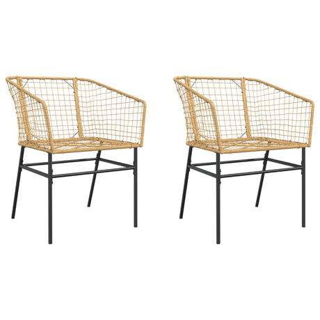 Garden Chairs 2 pcs Brown Poly Rattan