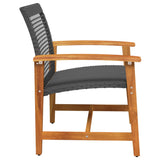 Garden Chairs 2 pcs Black Poly Rattan and Acacia Wood