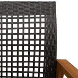 Garden Chairs 2 pcs Black Poly Rattan and Acacia Wood