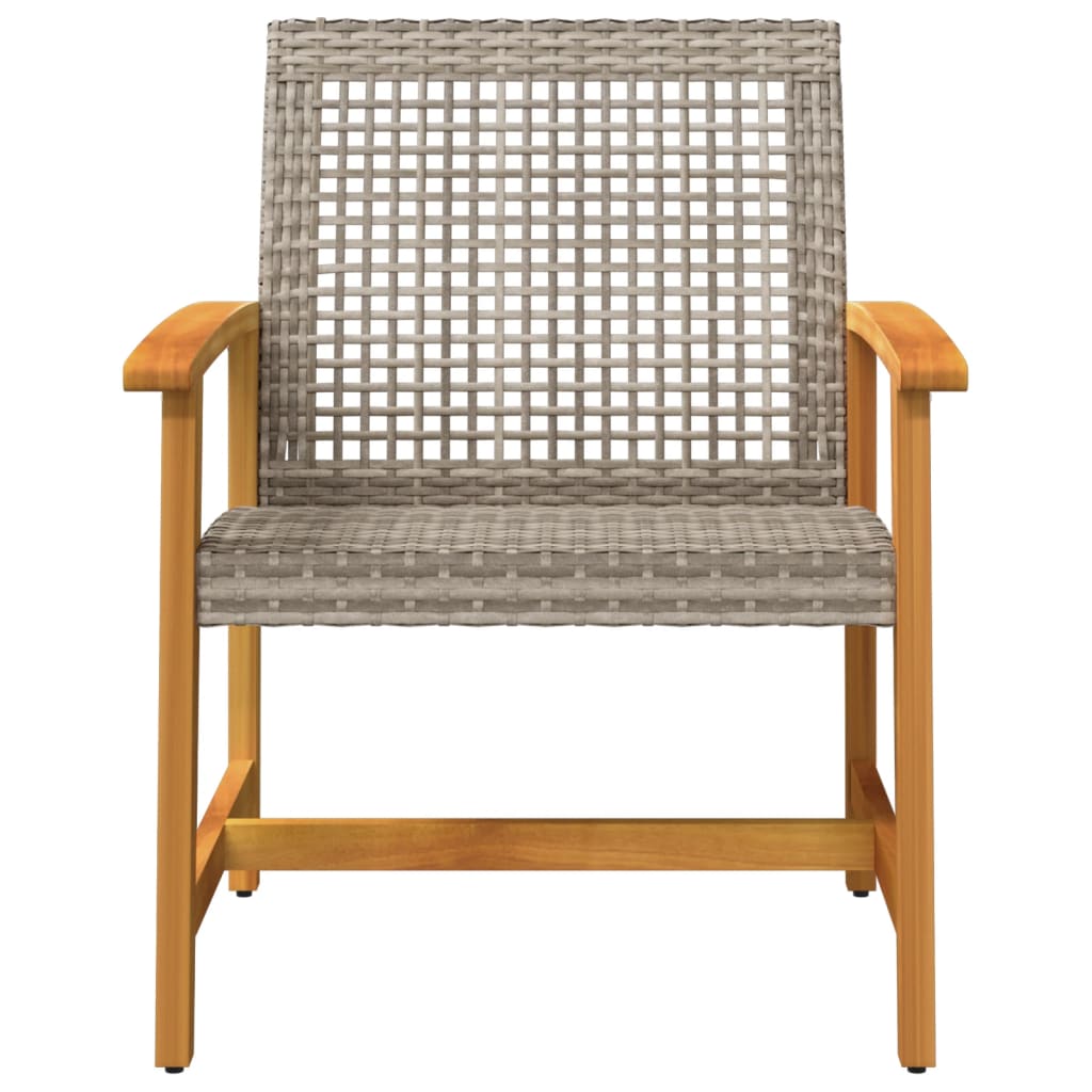 Garden Chairs 2 pcs Grey Poly Rattan and Acacia Wood