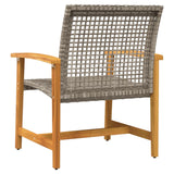 Garden Chairs 2 pcs Grey Poly Rattan and Acacia Wood