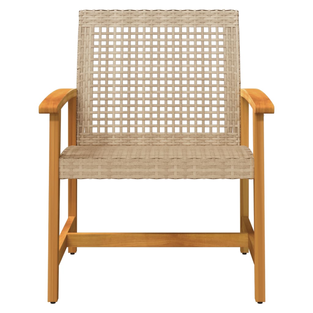 Garden Chairs 2 pcs Beige Poly Rattan and Acacia Wood