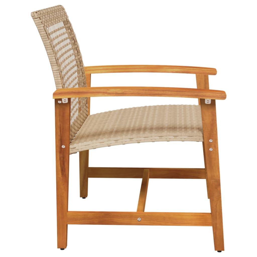 Garden Chairs 2 pcs Beige Poly Rattan and Acacia Wood