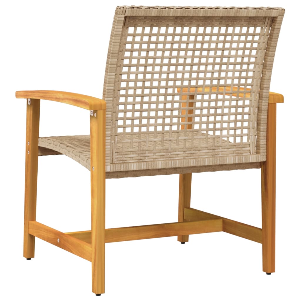 Garden Chairs 2 pcs Beige Poly Rattan and Acacia Wood