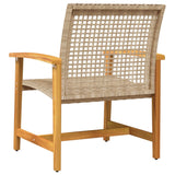 Garden Chairs 2 pcs Beige Poly Rattan and Acacia Wood