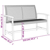 Garden Bench Grey 112 cm Poly Rattan and Acacia Wood