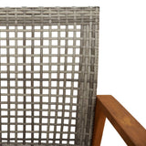 3 Piece Bistro Set Grey Poly Rattan and Acacia Wood