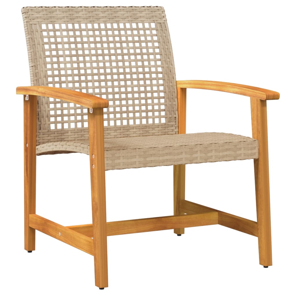 3 Piece Bistro Set Beige Poly Rattan and Acacia Wood