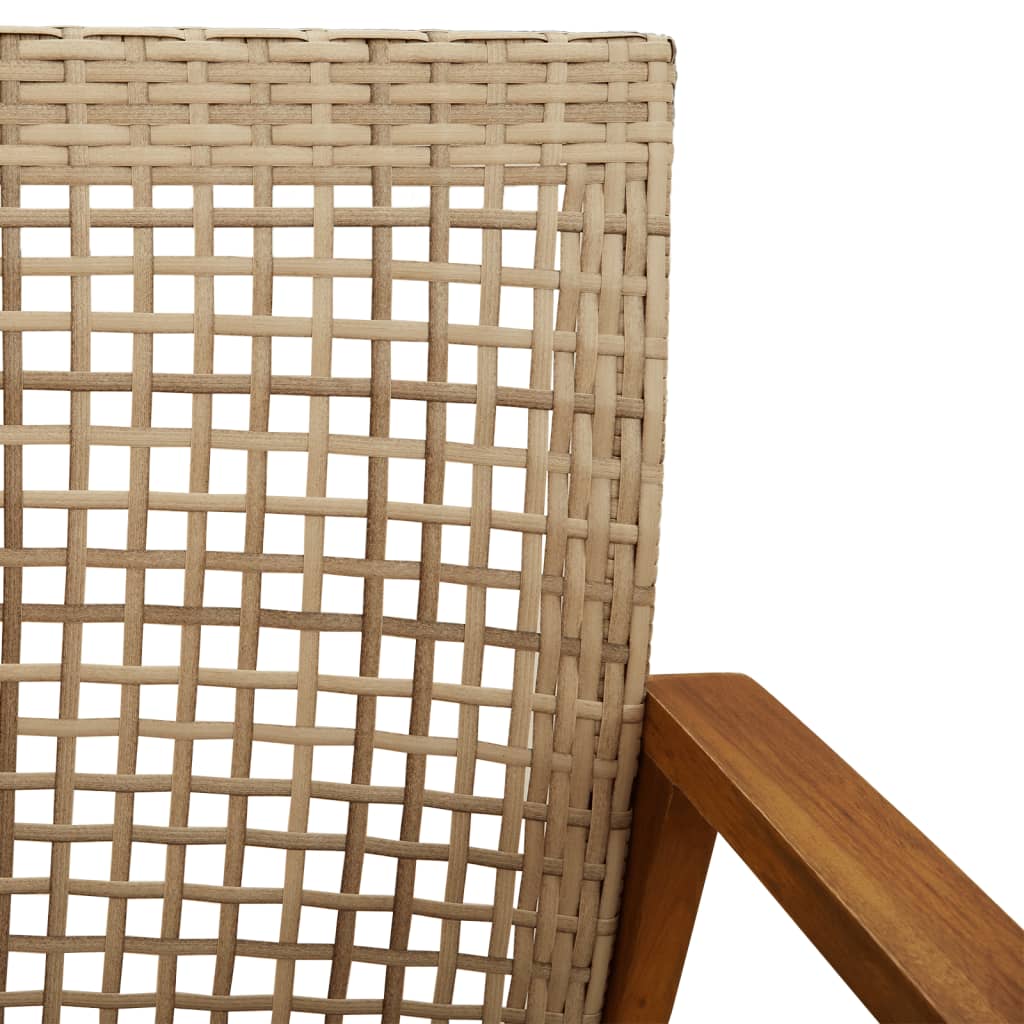 3 Piece Bistro Set Beige Poly Rattan and Acacia Wood