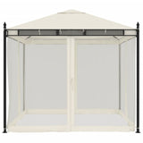 Gazebo with Mesh Walls Cream 2.93x2.93 m Steel