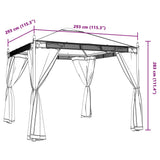 Gazebo with Mesh Walls Cream 2.93x2.93 m Steel