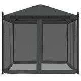 Gazebo with Mesh Walls Anthracite 2.93x2.93 m Steel