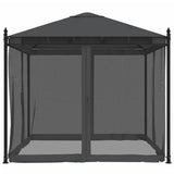 Gazebo with Mesh Walls Anthracite 2.93x2.93 m Steel