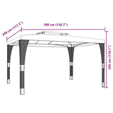 Gazebo with Double Roof Cream 3.98x2.98 m Steel