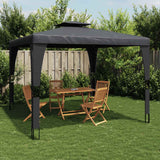 Gazebo with Double Roof Anthracite 3.98x2.98 m Steel