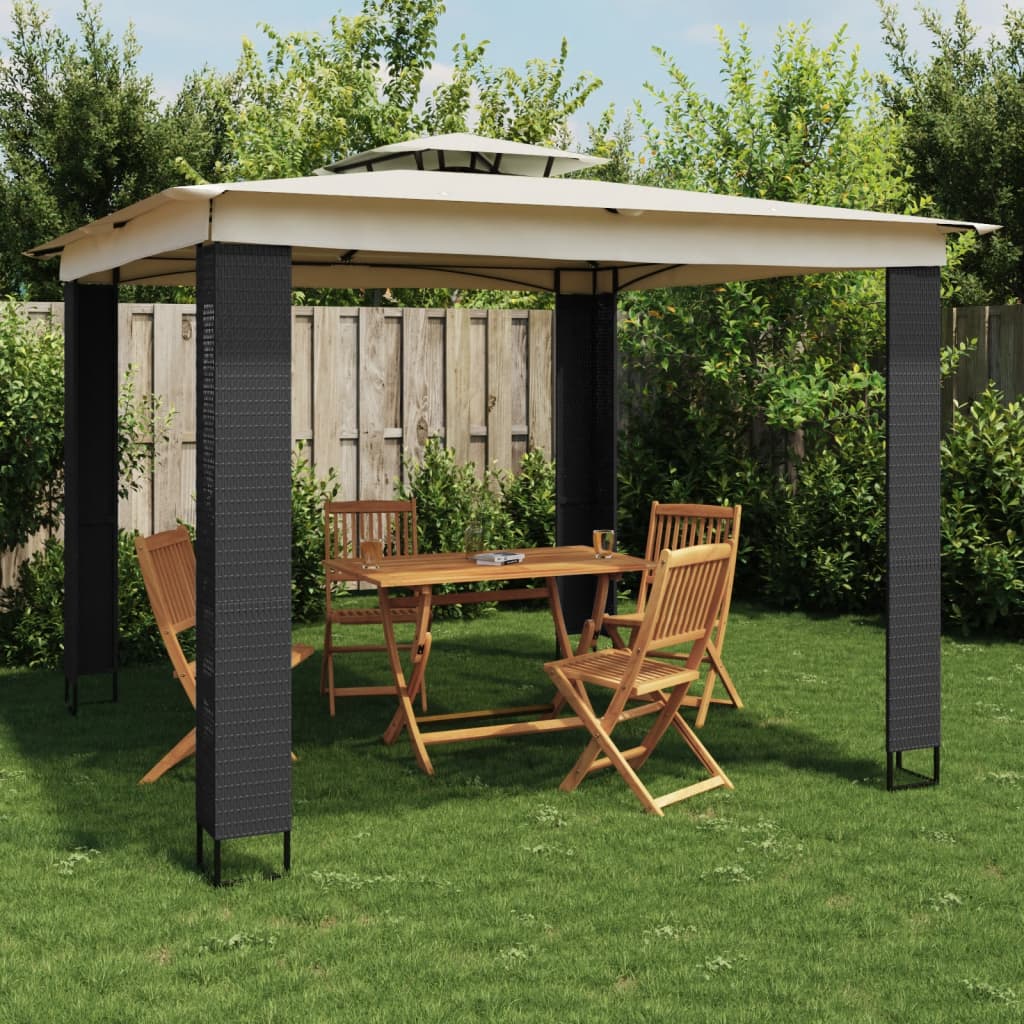 Gazebo with Double Roof Cream 2.94x2.94 m Steel