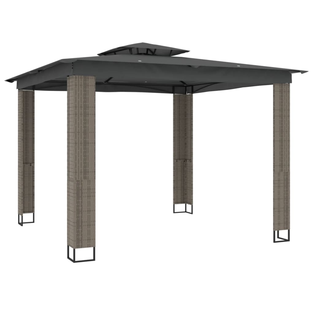 Gazebo with Double Roof Anthracite 2.94x2.94 m Steel