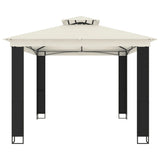 Gazebo with Double Roof Cream 3.94x2.96 m Steel