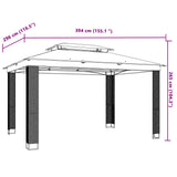 Gazebo with Double Roof Cream 3.94x2.96 m Steel