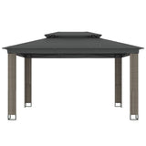 Gazebo with Double Roof Anthracite 3.94x2.96 m Steel