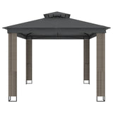 Gazebo with Double Roof Anthracite 3.94x2.96 m Steel