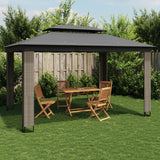 Gazebo with Double Roof Anthracite 3.94x2.96 m Steel