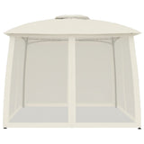 Gazebo with Double Roof and Mesh Walls Cream 2.93x2.93 m Steel