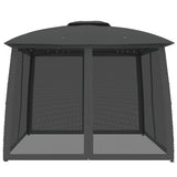 Gazebo with Double Roof and Mesh Walls Anthracite 2.93x2.93 m Steel