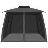 Gazebo with Double Roof and Mesh Walls Anthracite 3.93x2.93 m Steel