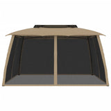 Gazebo with Double Roof and Mesh Walls Taupe 3.93x2.93 m Steel