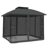 Gazebo with Double Roof and Mesh Walls Anthracite 2.94x2.94 m Steel