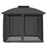 Gazebo with Double Roof and Mesh Walls Anthracite 2.94x2.94 m Steel