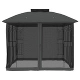 Gazebo with Double Roof and Mesh Walls Anthracite 2.94x2.94 m Steel