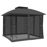 Gazebo with Double Roof and Mesh Walls Anthracite 2.94x2.94 m Steel