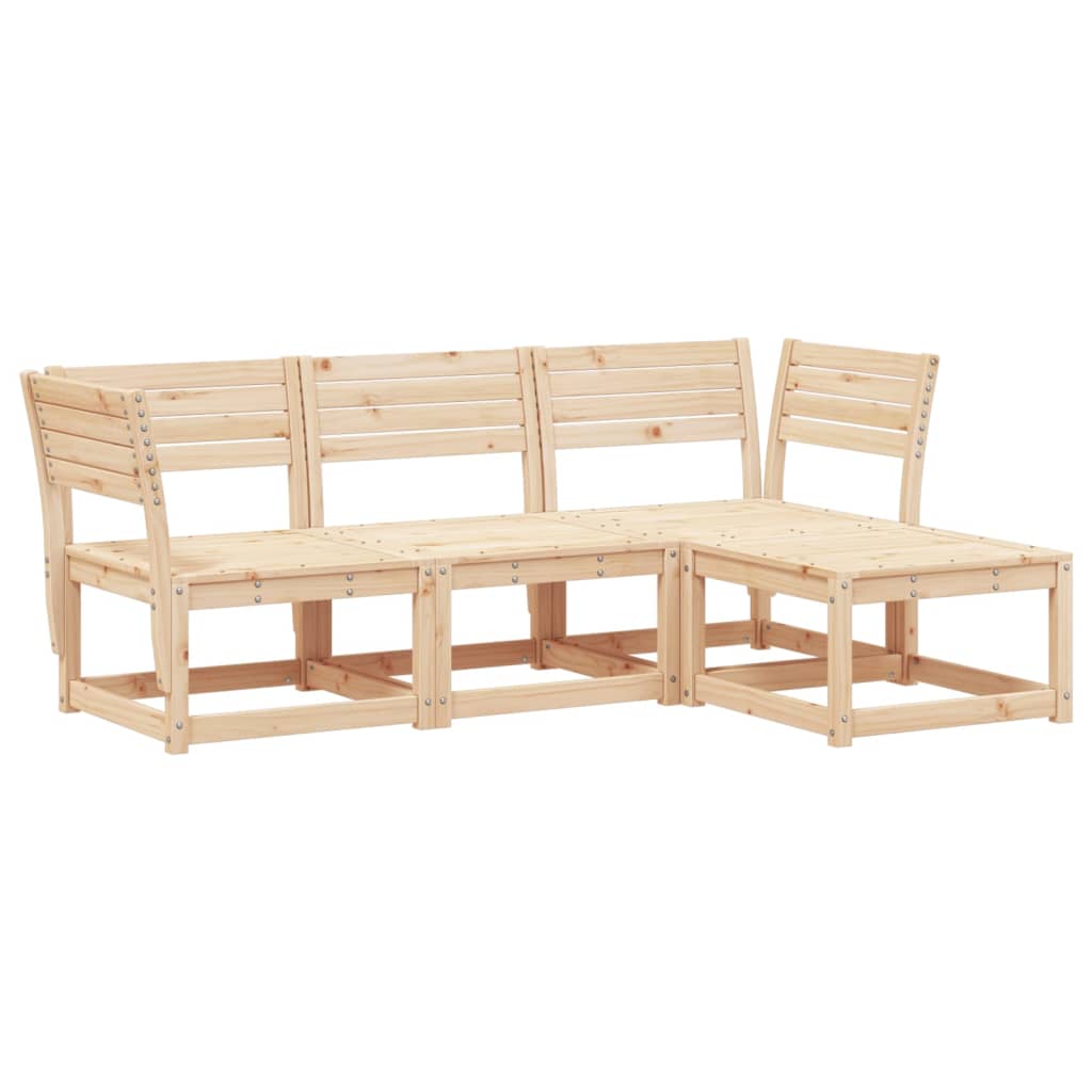 4 Piece Garden Lounge Set Solid Wood Pine