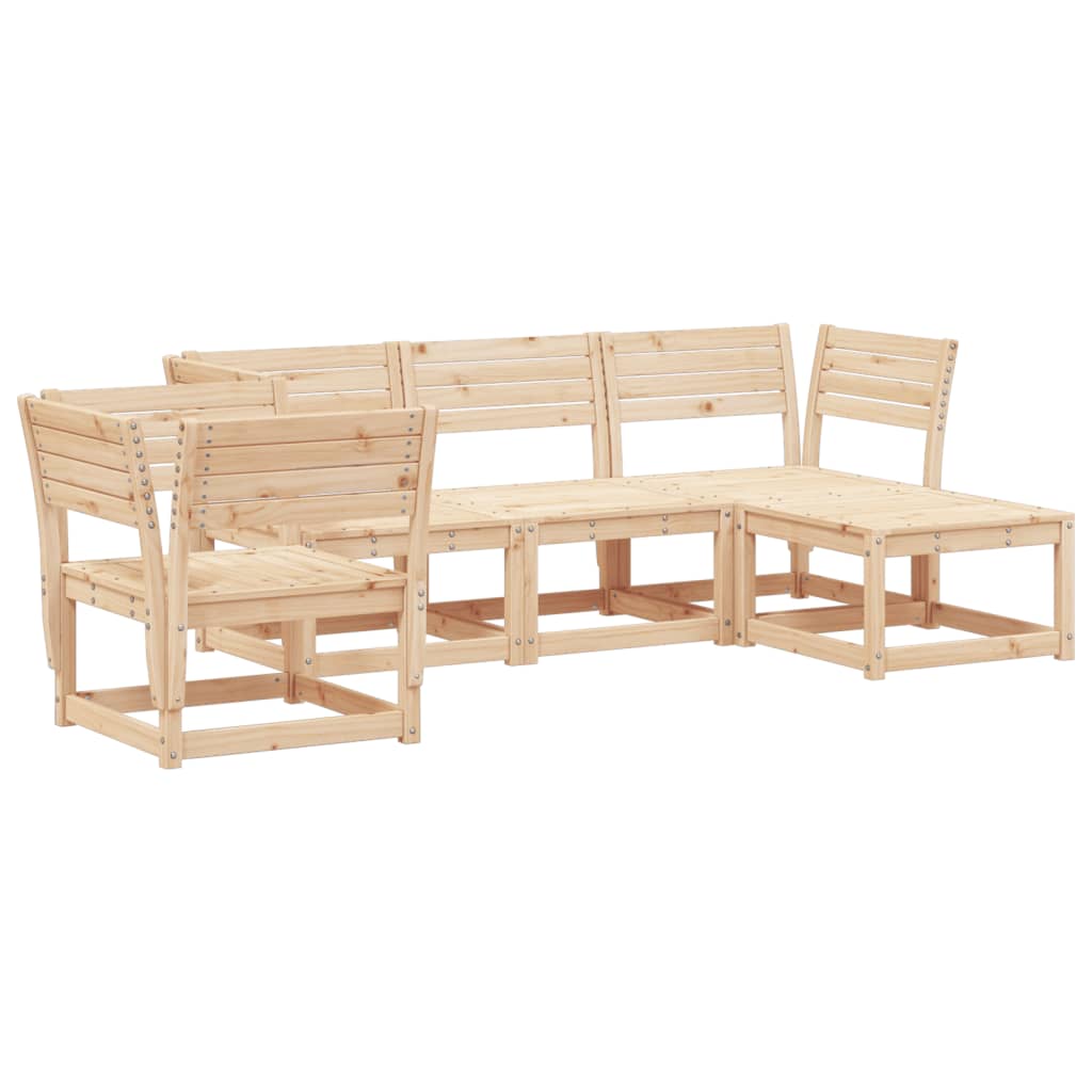 5 Piece Garden Lounge Set Solid Wood Pine
