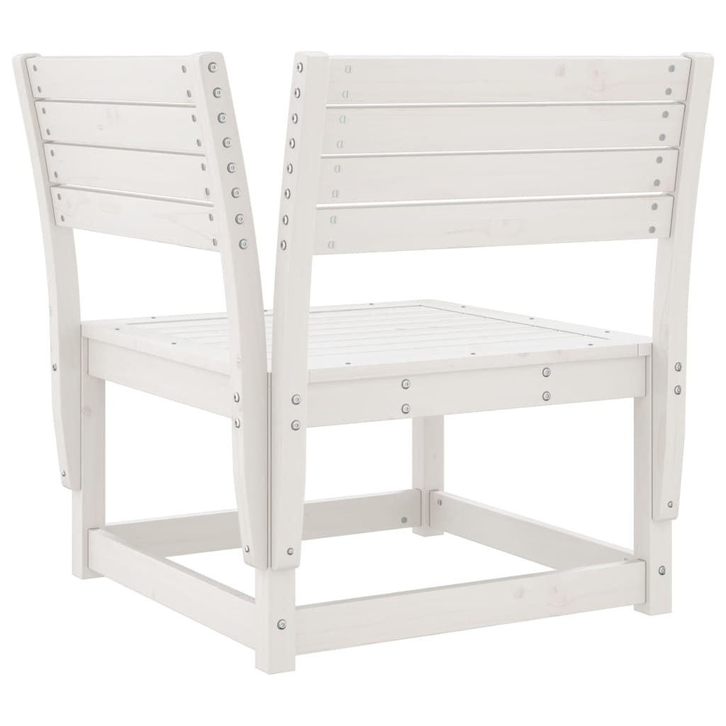 7 Piece Garden Lounge Set White Solid Wood Pine