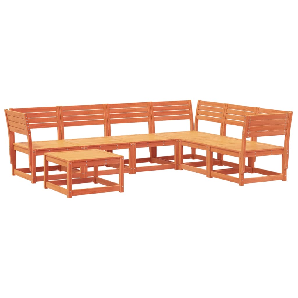 7 Piece Garden Lounge Set Wax Brown Solid Wood Pine