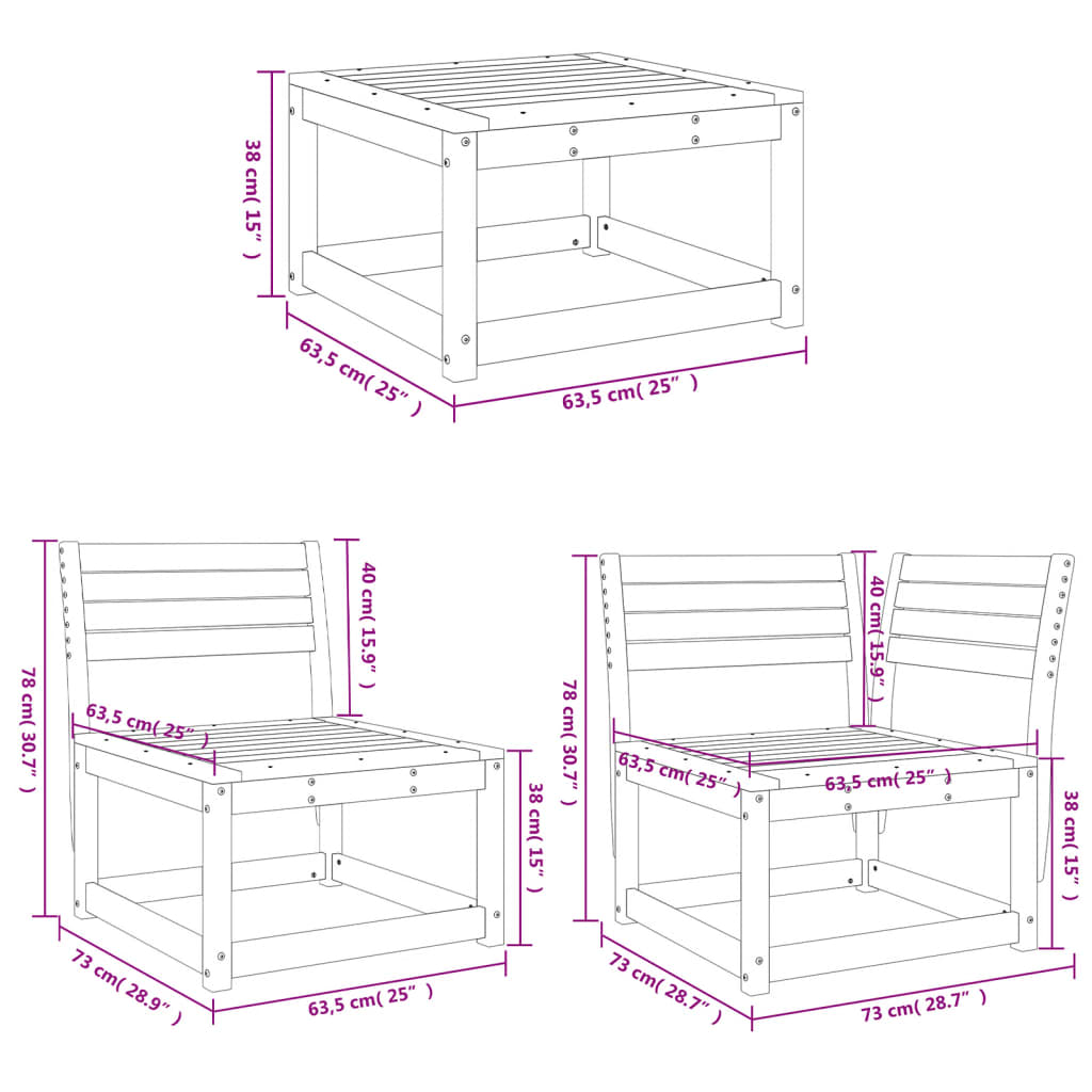 7 Piece Garden Lounge Set Wax Brown Solid Wood Pine