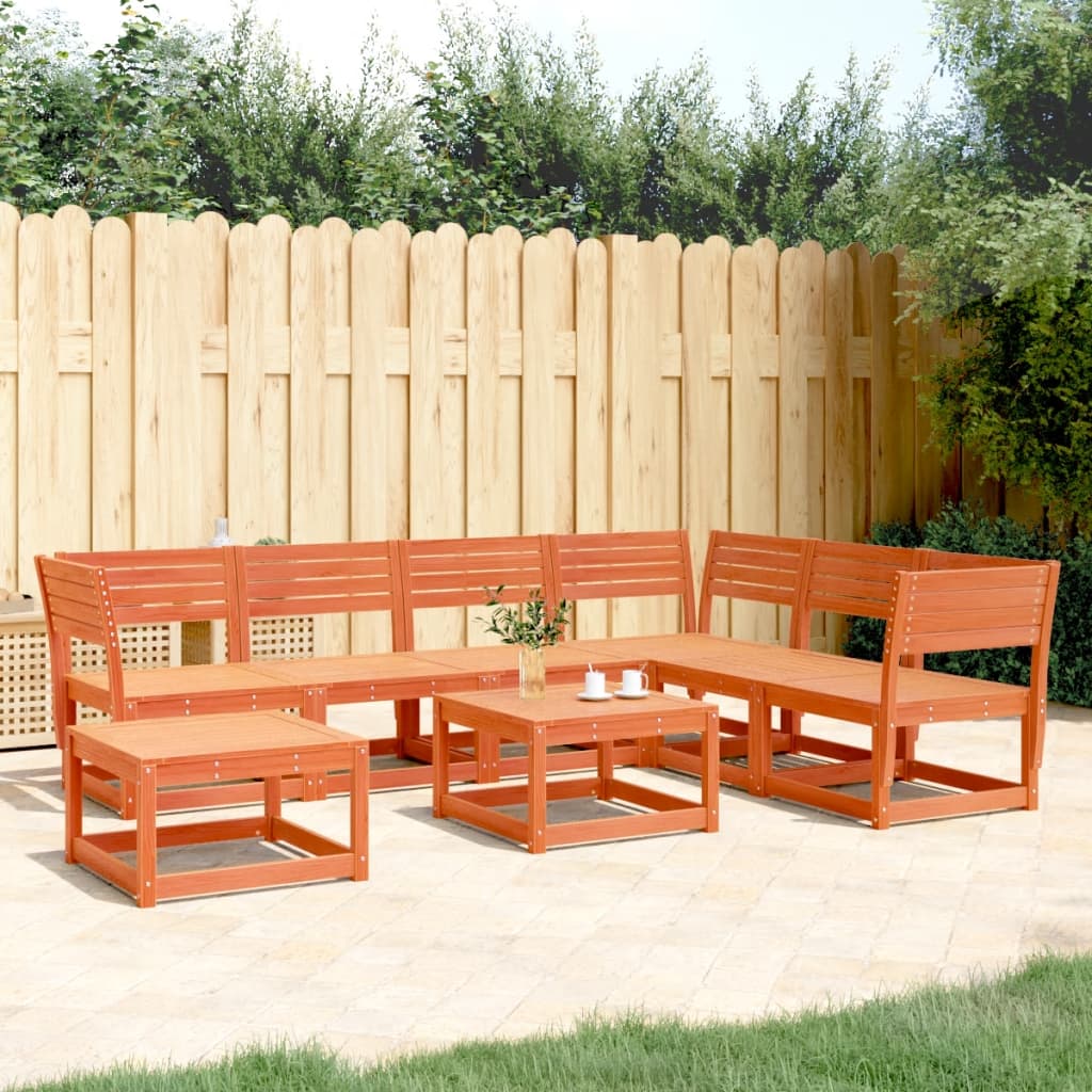 7 Piece Garden Lounge Set Wax Brown Solid Wood Pine