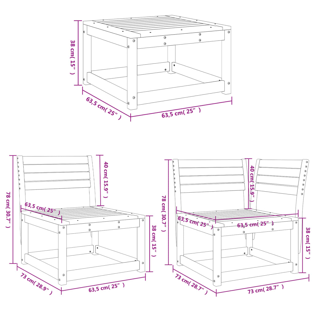 7 Piece Garden Lounge Set Solid Wood Douglas